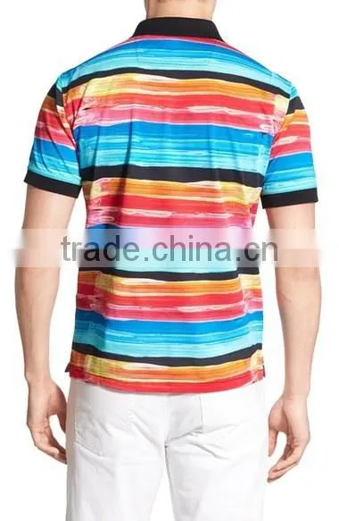 Mgoo Fashion Custom Made Design Colorful Men Stripe Polo Shirt With Short Sleeve Casual Outwear With American Sizes photo-2