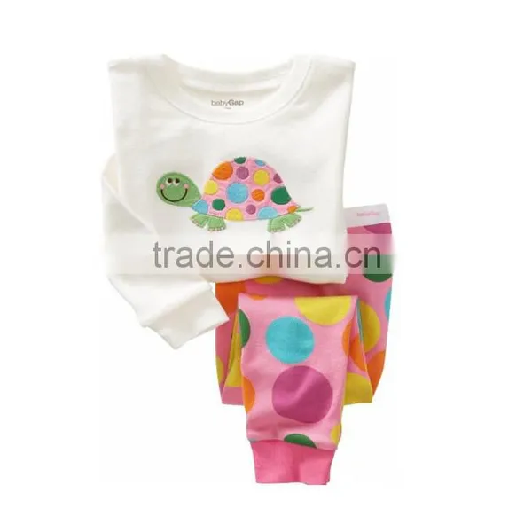 S32656W Wholesale OEM Lovely Comfot Cartoon Print Pajamas Set For Kids 2 Piece 100% Cotton Sleepwear photo-3