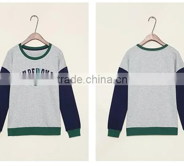 Women's Fleece Cotton Sweatshirt Contrast Color Hoodies photo-3