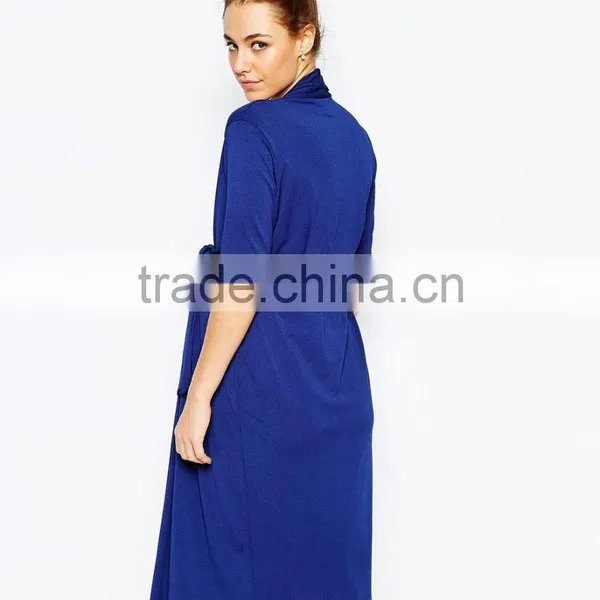 Elegant Fashion Fancy Wiggle Wrap Maternity Navy Dress With Belt photo-3