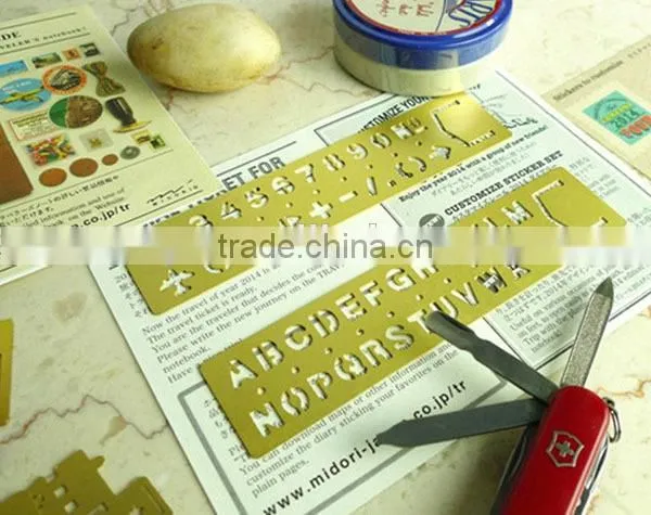 Brass bookmark/DIY drawing templates/Hollow out ruler for Planner,Scrapbook, handbook