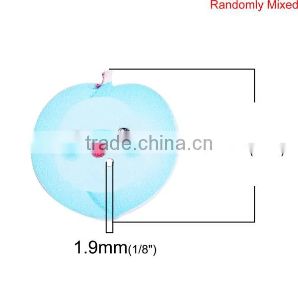 Wood Sewing Buttons Scrapbooking 2 Holes Peach At Random Smile Pattern photo-2