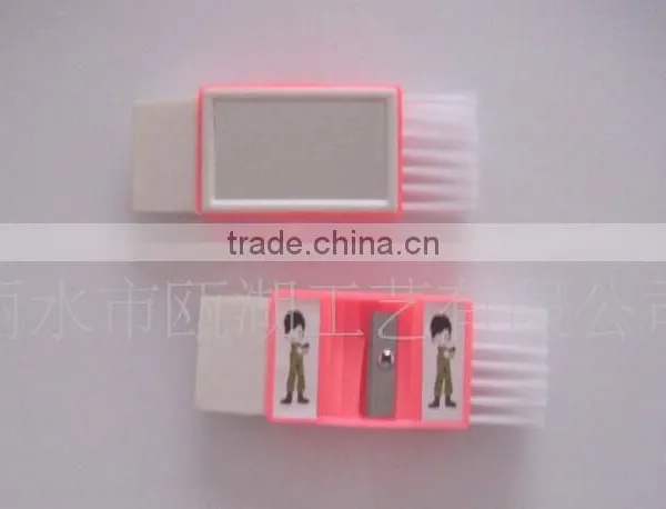 Plastic Sharpener With Eraser and Brush photo-4