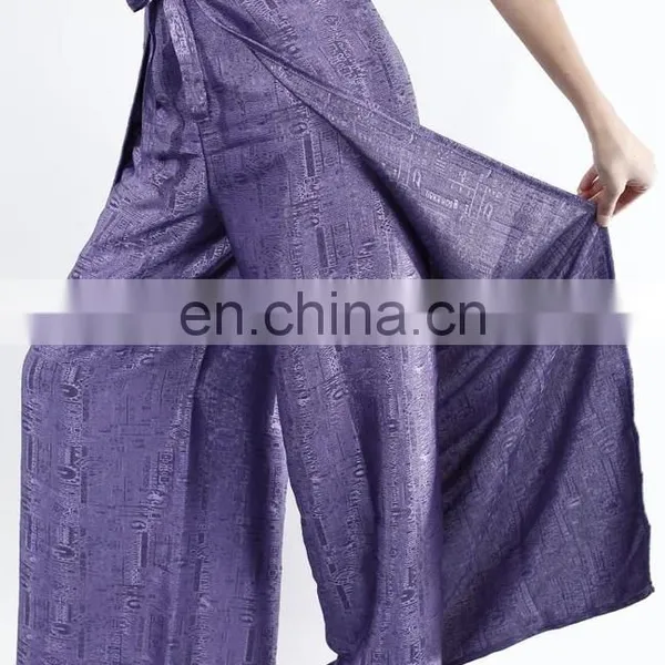Womens Black Thai Silk Wrap Pants/Fisherman Sarong Harem Yoga Trousers Wide Leg photo-5