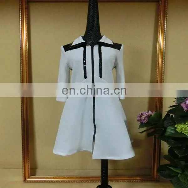 Powersweet 2014 Elegant New Design Aate Leather White Ladies Winter Dress photo-2