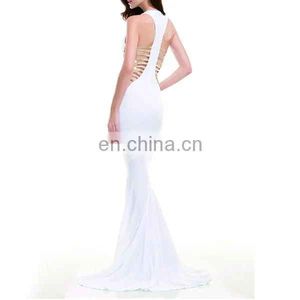 Sexy V-Neck White Cut Out Maxi Dress photo-5