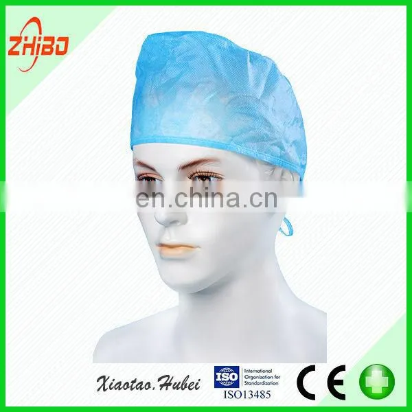 Blue SMS Disposable Hair Nets/Nonwoven Doctor Cap/Surgeon Cap With Tie photo-4