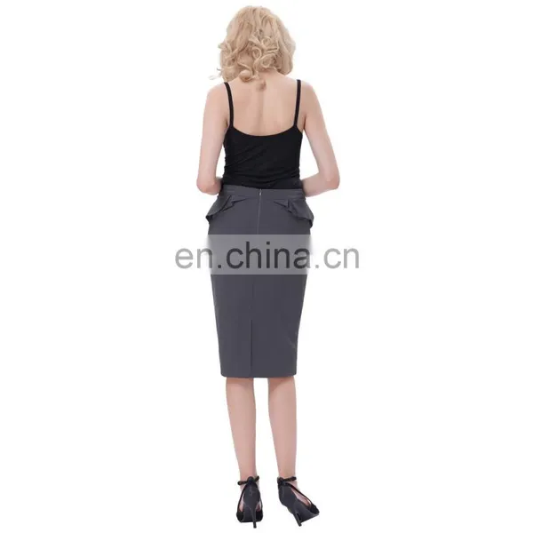 Grace Karin Womens Solid Color High Stretchy Hips-Wrapped Grey Vintage Retro Pencil Skirt CL010454-5 photo-5