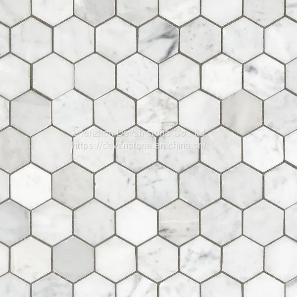 Carrara C White Marble Hexagon Floor Mosaic Tiles for Bathroom photo-3