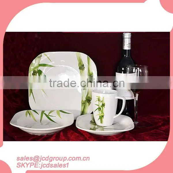 White Porcelain Square Dinner Set Of 20 Pcs With Decal photo-3