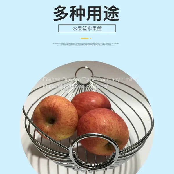 Countertop Metal Steel Wire Vegetables Fruit Bowl Banana Holder Kitchen Rack Storage Fruit Basket Metal photo-2