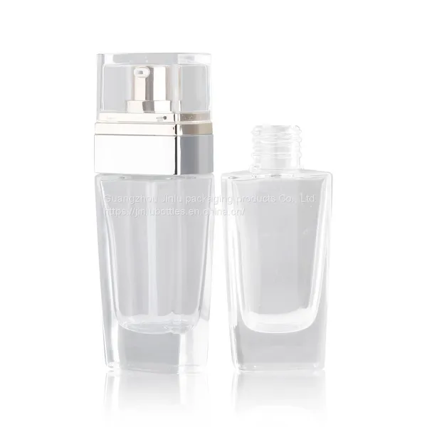 Spot 30ml Square Liquid Foundation Bottle Thick Bottom Cosmetics BB Isolating Cream Bottle 30ml Square Lotion Glass Bottle photo-3