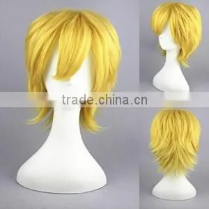 High Quality 35cm Short Straight Kingdom Hearts Wig Ventus Gold Synthetic Anime Wig Cosplay Hair Wigs Party Wig photo-2