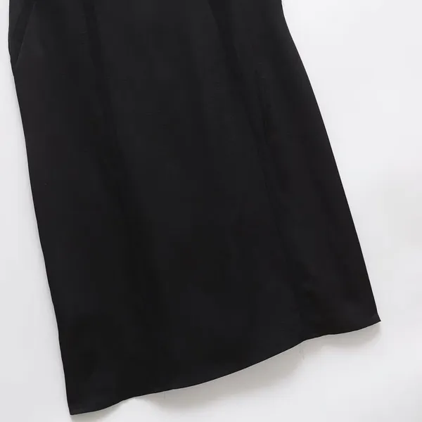 Elegant Women's Temperament V-neck Sleeveless Mid Length Backless Dress, Small Black Dress photo-3