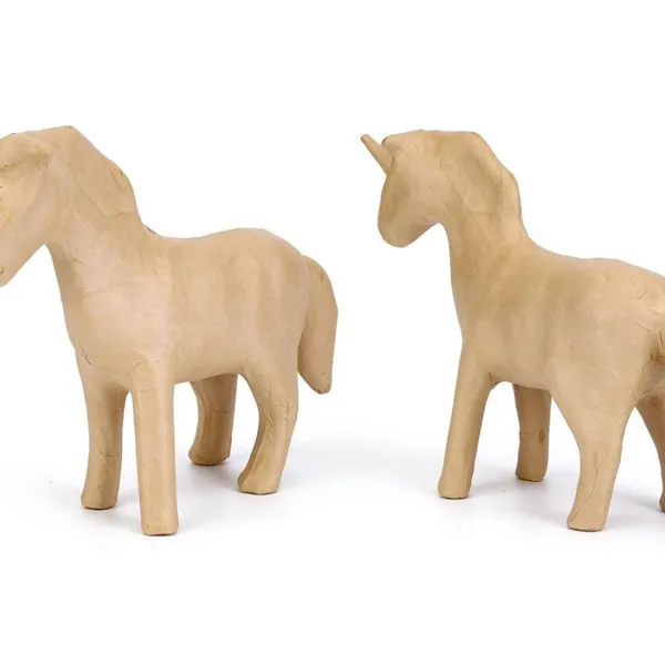 Unfinished Paper Mache Animals Set - Horse, Rabbit, Unicorn, Dinosaur Models, 100% Recycled Compostable Craft