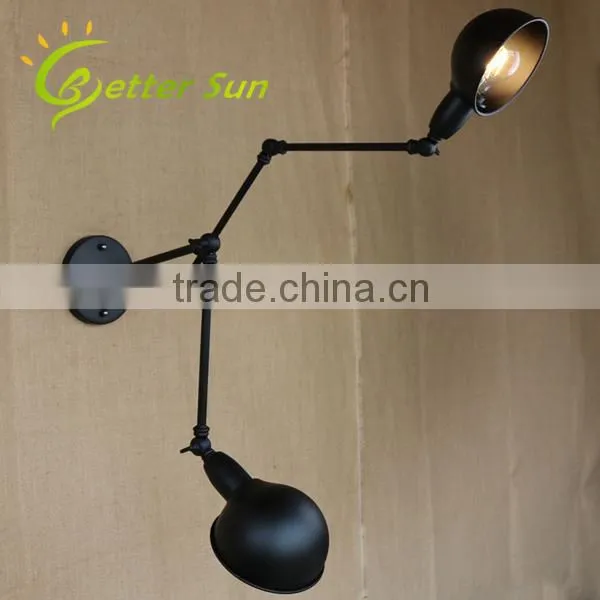 Double-headed Adjustable Swing Arm Black Iron Interior LED Wall Light photo-6