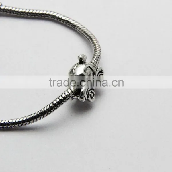 Wholesale DIY Anti-silver Car Shape Large Hole Metal Zinc Alloy Slide Beads photo-2