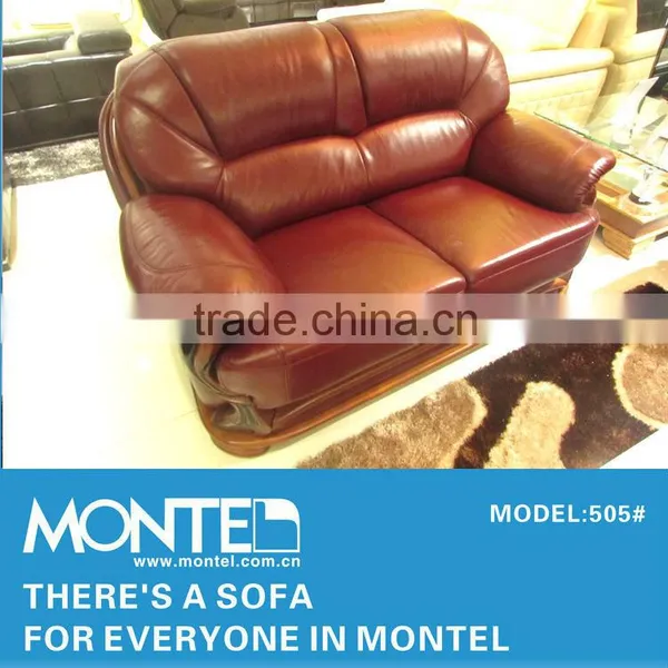 Leather Wood Carved Sectional Sofa photo-4