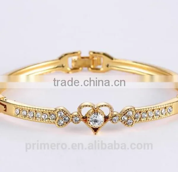 Hot Sale New Fashion Crystal Gold Plated Bracelet Heart-shaped Bangle photo-4