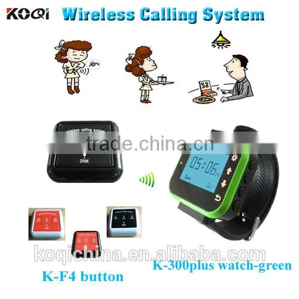 KOQI Wireless Watch Wrist Pager System K-300plus for Hospital Restaurant Calling Waiter Service Wireless Calling Launch Button