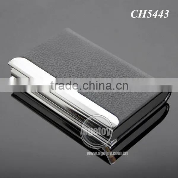 New Arrival High-Grade Magnetic Lock Stainless Steel Metal Black Leather Luxury Business Card Case photo-2