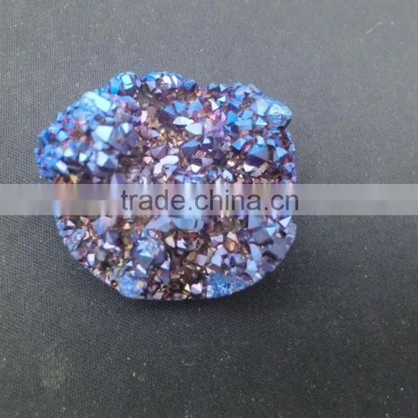 Assorted Double Electroplated Druzy Loose Cabochon, Titanium Coated Oval Shape Cabochon photo-3