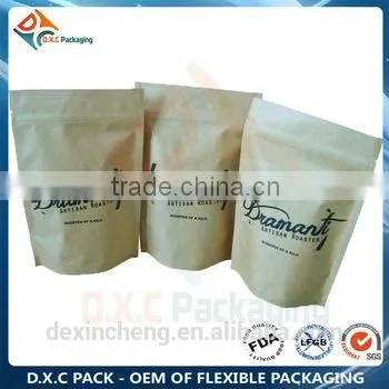 Stand Up Brown Paper Packaging Bag With Zipper Lined Foil photo-4