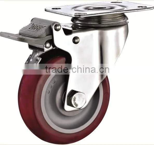304 Stainless Steel Medium Duty Casters With PU Wheel photo-3