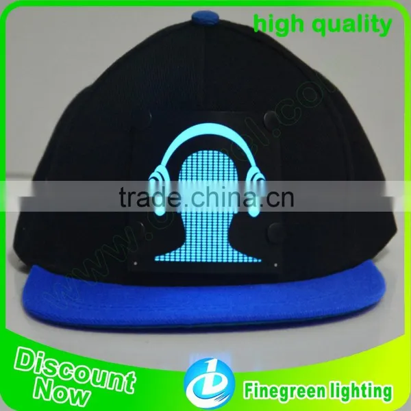 new style el panel hat,.el panel cap electroluminescent hat with snap button