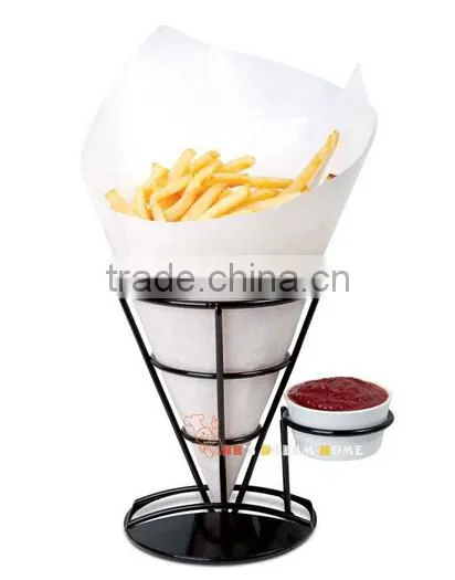 French Fry Holder Stand Conical Basket Wire Dipping Sauce Condiment photo-2