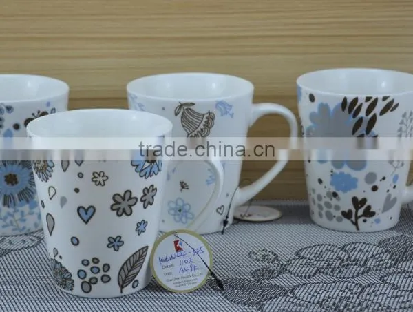 12OZ Flower Design Fully Decal Printed, Shiny Surface Porcelain Mug, KL5001-166 photo-2