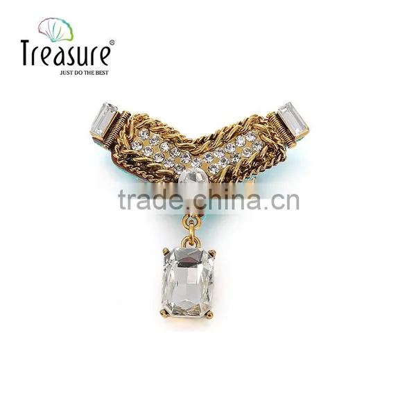 2015 Hottest Fashione Jewelry, Geometric Shape Figaro Chain Rhinestone Dangle Brooch Jewelry photo-4
