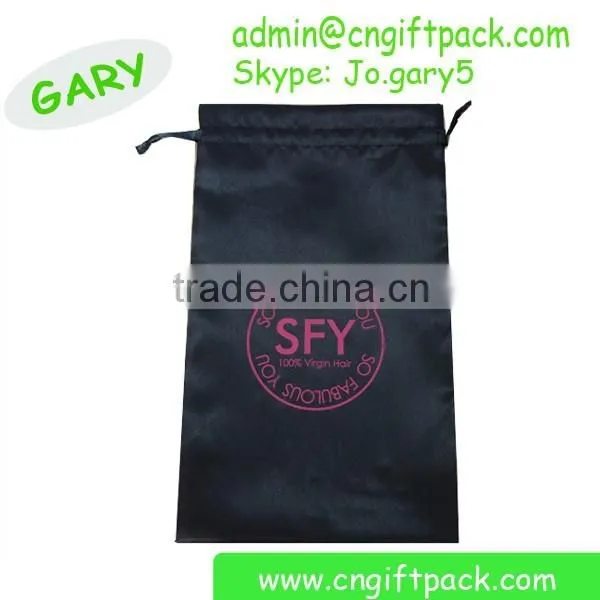 Custom Printed White Satin Hair Extension Drawstring Bags With Tassel photo-4
