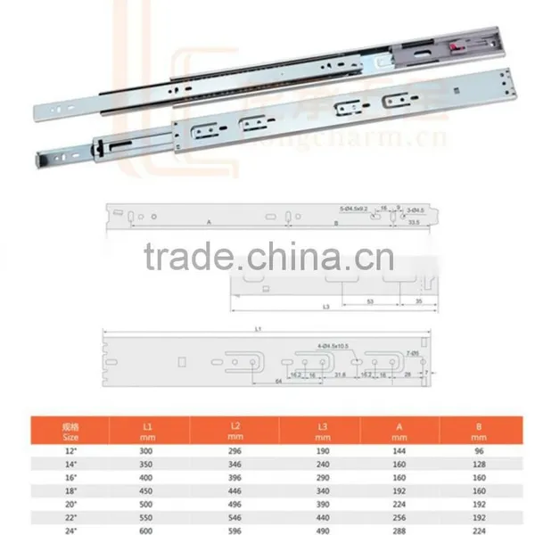 45mm Solf-closing 3-fold Ball Bearing Telescopic Drawer Slide photo-2
