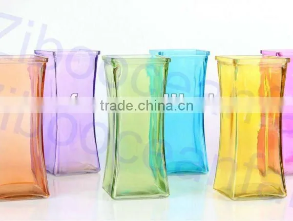 Colorful Square Glass Vase