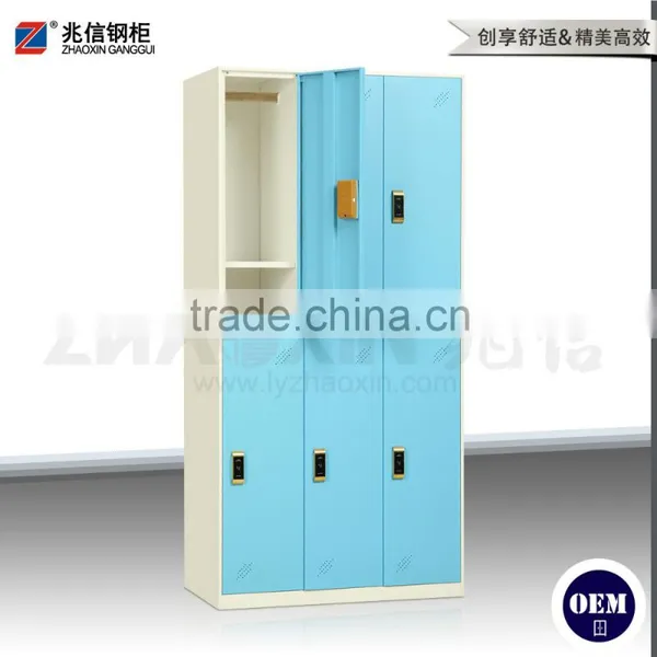 Blue 6 Door Wardrobe Commercial Cabinet Locker Clothes Storage Closet Locker