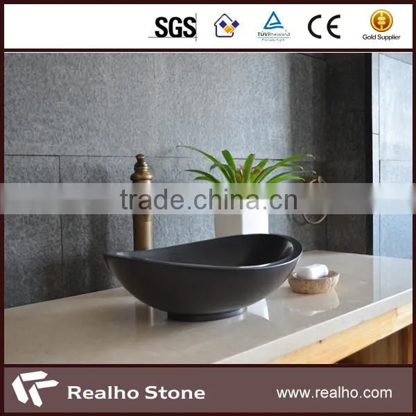 Chinese Absolute Black Granite Bathroom Round Bowl Sink photo-2