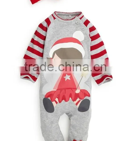 2 Pcs Cheap Cute Christmas Infant Coverall With Hat photo-3