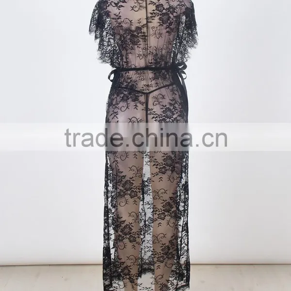 Women Long Gown See Through Transparent Lingerie photo-2