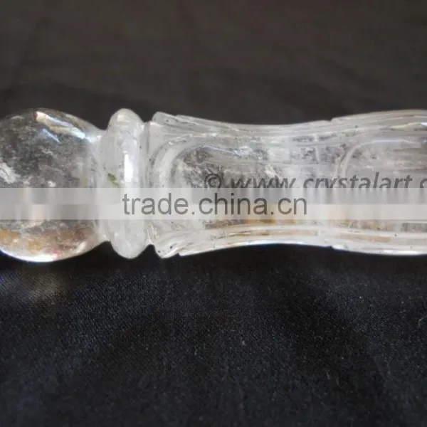 CRYSTAL QUARTZ CARVING HEALING STICK photo-3