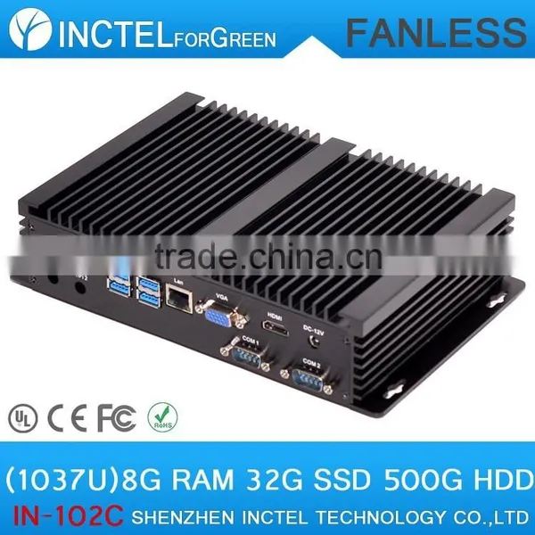 Wireless Mini Computer Mini Industrial PC With 2 COM Intel Celeron 1037U Processor photo-2