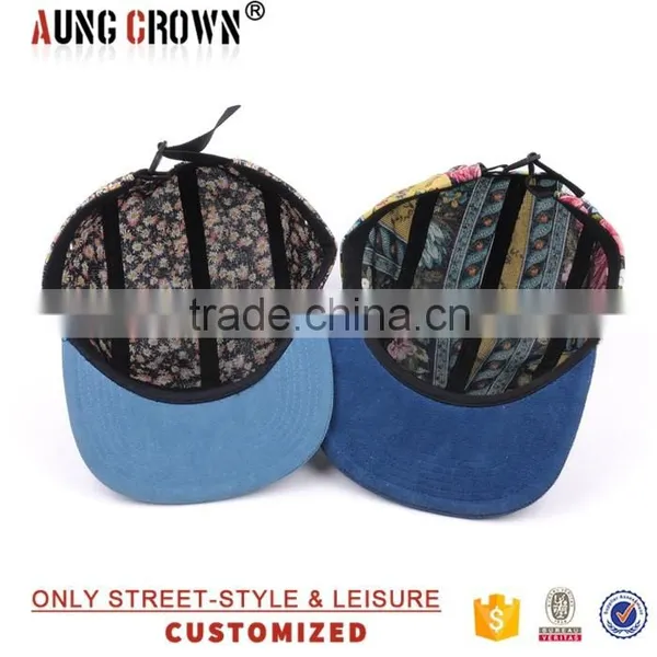 Leather Patch Suede Brim Floral 5 Panel Cap photo-6