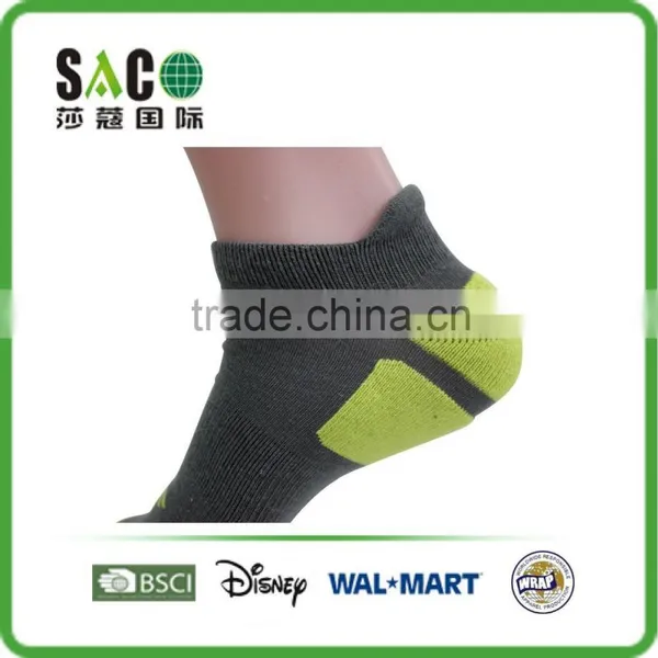 Fluorescence Green Free Terry Grey Low Cuff 4F Cotton Sports Socks photo-3
