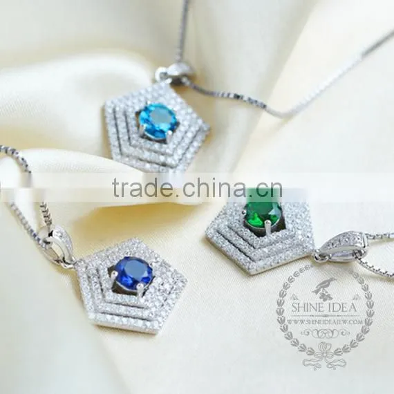 925 Sterling Silver Round Zircon Creative Pendant Necklace Fashion Women Necklace Supplies 6360452 photo-2