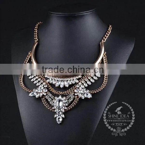 High Quality Vintage Rhinestone Chunky Statement Necklace Tin Alloy Fashion Women Pendant Necklace 6390126 photo-2