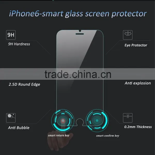 HUYSHE 0.3mm 9h Smart Touch Tempered Glass for Iphone 6 Plus, Invisibale Back Key and Confirm Key on the Screen Protector photo-3
