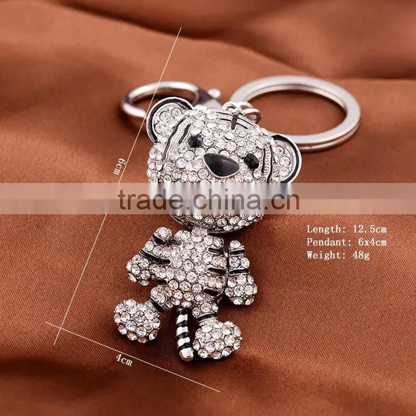 Cute Lovely Fashion Bear Animal Diamond Crystal Rhinestone GCrystal Keychain Charm Pendent for Women Handbag Purse Bag Keyrings photo-2