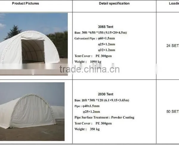 Galvanized or Powder Coated PE PVC Steel Waterftoof Folding Tent High Quality