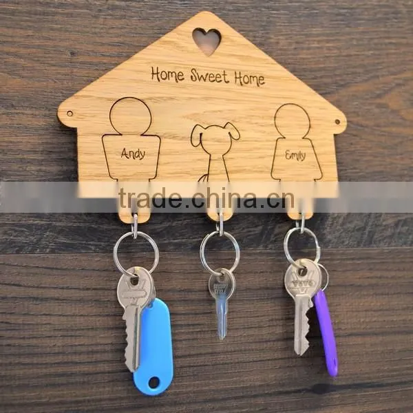 Family Keyring Hanger Hooks for Keys Housewarming New Home Wooden Keyrings Gift photo-6