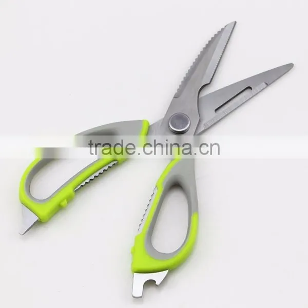 Green Handle Stainless Steel Blade Magnetic Kitchen Scissors With Cover photo-4